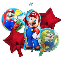 Super Mario Foil Balloon Set (5 Pcs) by Ali Akbar Decoration – Gaming Theme Balloons