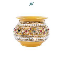 Mehndi Metal Matki with Pearl Detailing