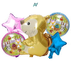 Squirrel Foil Balloon Set (5 Pcs) by Ali Akbar Decoration – Woodland Party Balloons