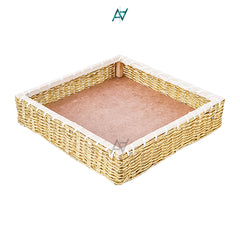 Golden Square Jute Storage Basket for Home or Gifting