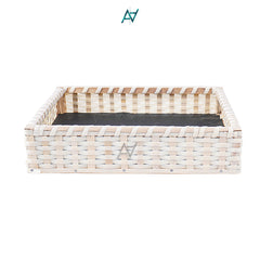 Off White Square Cane Basket for Home or Gifting