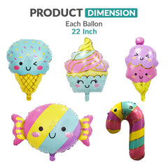 Ice Cream Foil Balloon Set (5 Pcs) by Ali Akbar Decoration – Party Balloons