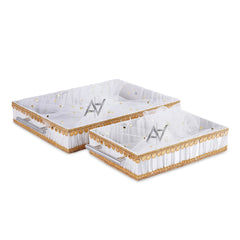 Set of 2 – White Satin Wedding Trays for Gifting & Decor