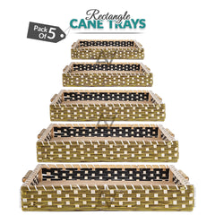 Set of 5 - Golden Rectangle Cane Baskets for Gifting or Wedding decoration