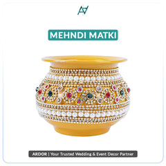 Mehndi Metal Matki with Pearl Detailing