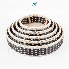 Brown & White - Round Jute Serving & Storage Tray for Home Decor