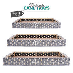 Set of 3 - Silver Rectangle Wedding Cane Trays - Perfect for Gifting & Wedding decor