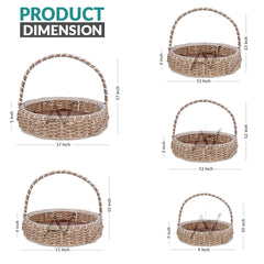 5 pcs Set - Round Jute Basket