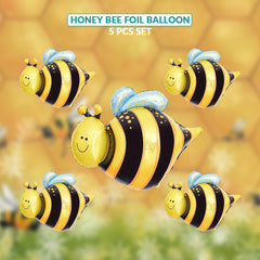 Honey Bee Foil Balloon Set (5 Pcs) – Cute Bee Party Decorations