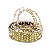 Set of 5 - Round Golden Cane Basket for Gifting, wedding decoration