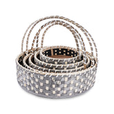 Set of 5 - Round Silver Cane Basket for Gifting, wedding decoration