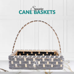 Set of 5 - Silver Square Cane Baskets for Gifting or Wedding decoration