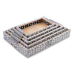 Set of 5 - Silver Rectangle Cane Baskets for Gifting or Wedding decoration