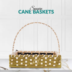 Set of 5 - Golden Square Cane Baskets for Gifting or Wedding decoration