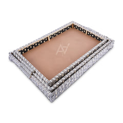 Set of 3 - Silver Rectangle Wedding Cane Trays - Perfect for Gifting & Wedding decor