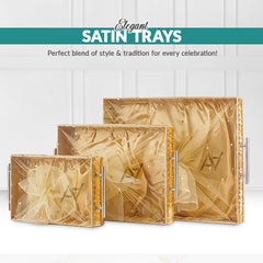 Set of 3 – Golden Satin Wedding Trays for Gifting & Decoration