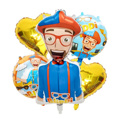 Pack of 10 - Blippi Foil Balloon - 5 pcs Set - Ali Akbar decoration