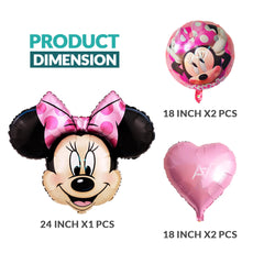 Pack of 10 - Minnie Mouse Foil Balloon - 5 pcs Set - Ali Akbar decoration