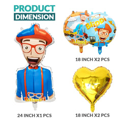 Pack of 10 - Blippi Foil Balloon - 5 pcs Set - Ali Akbar decoration