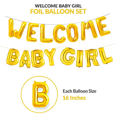 Welcome Baby Girl Foil Balloons Set