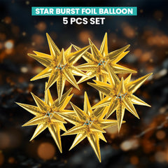 Pack of 10 - Star Burst Foil Balloons - 5 pcs Set - Ali Akbar decoration