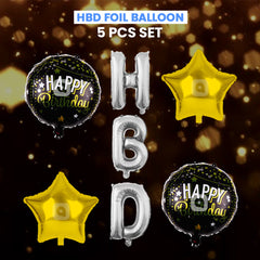 Pack of 10 - HBD Foil Balloons - 5 pcs Set - Ali Akbar decoration