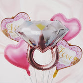 Diamond Ring Foil Balloons 5 Pcs Set