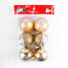 Golden & Red Hanging Ball 6 Pcs for Christmas Party Decor - ardor