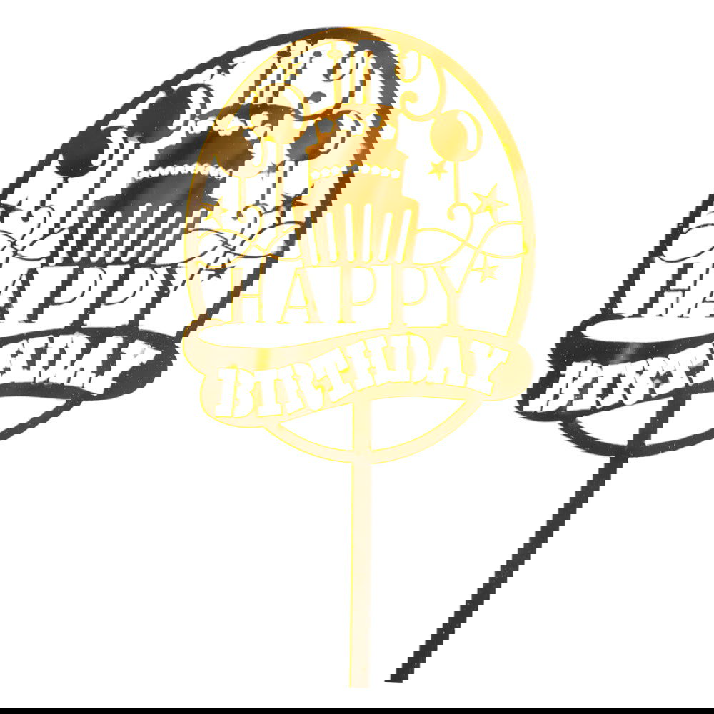 Oval Happy Birthday Cake Topper (Imported) - ardor