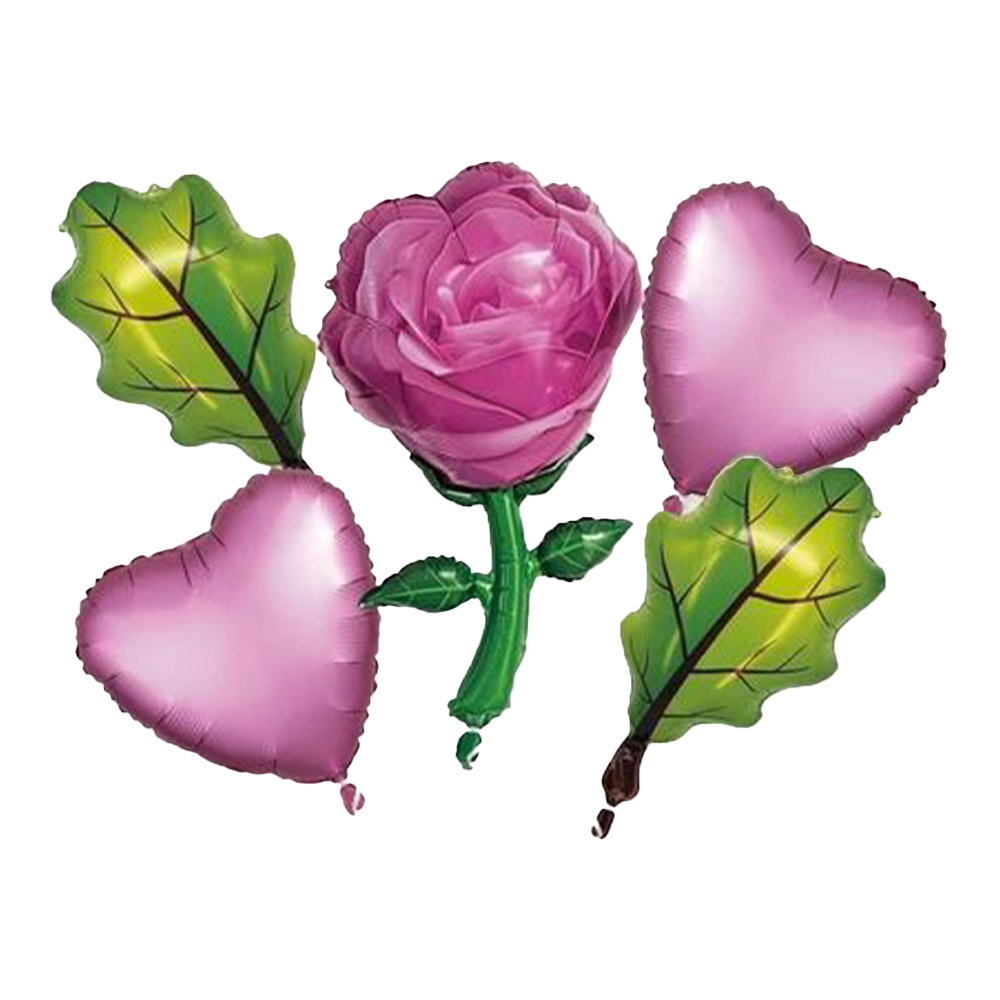 Pink Rose 5 Pcs Foil Balloons Set - ardor