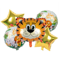 Tiger Foil Balloons 5 Pcs Set