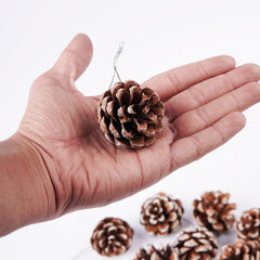 Christmas 9 Pcs Hanging Pinecone Wood Frosted For Christmas Party Decor