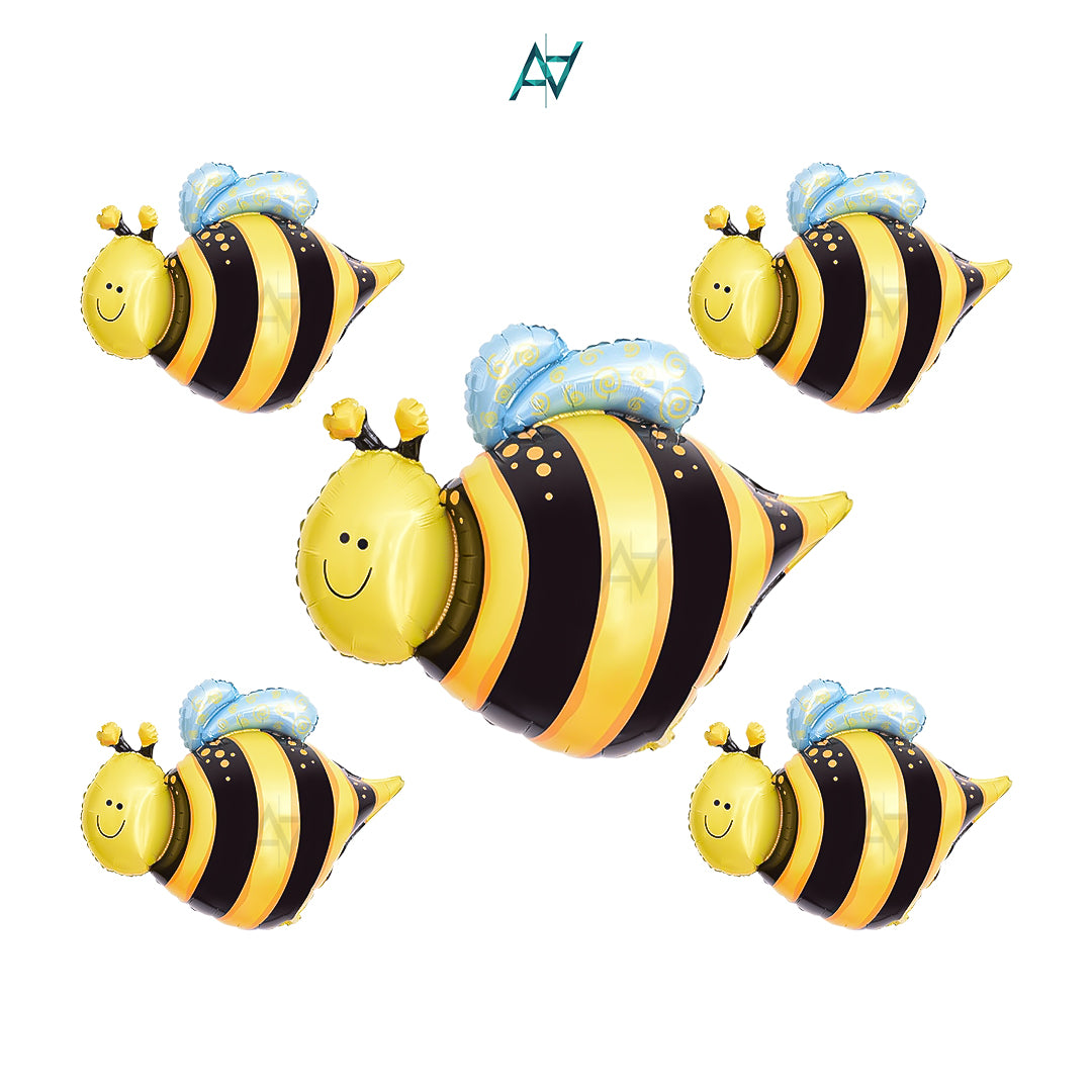 Honey Bee Foil Balloon Set (5 Pcs) – Cute Bee Party Decorations