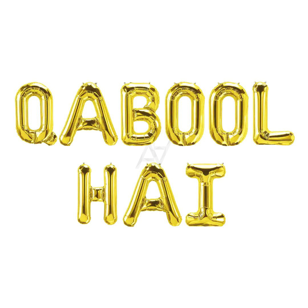 Qabool Hai Foil Balloon Set Golden Color