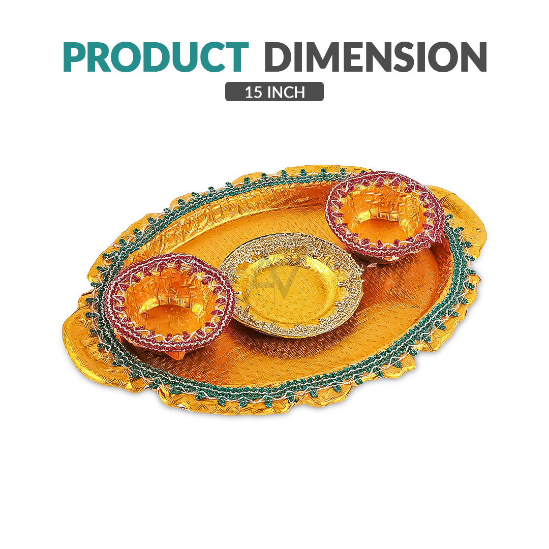 Rectangle Mehndi Decorated Plates