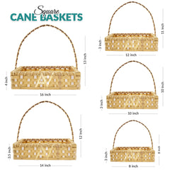 Set of 5 - Beige Square Cane Baskets for Gifting or Wedding decoration