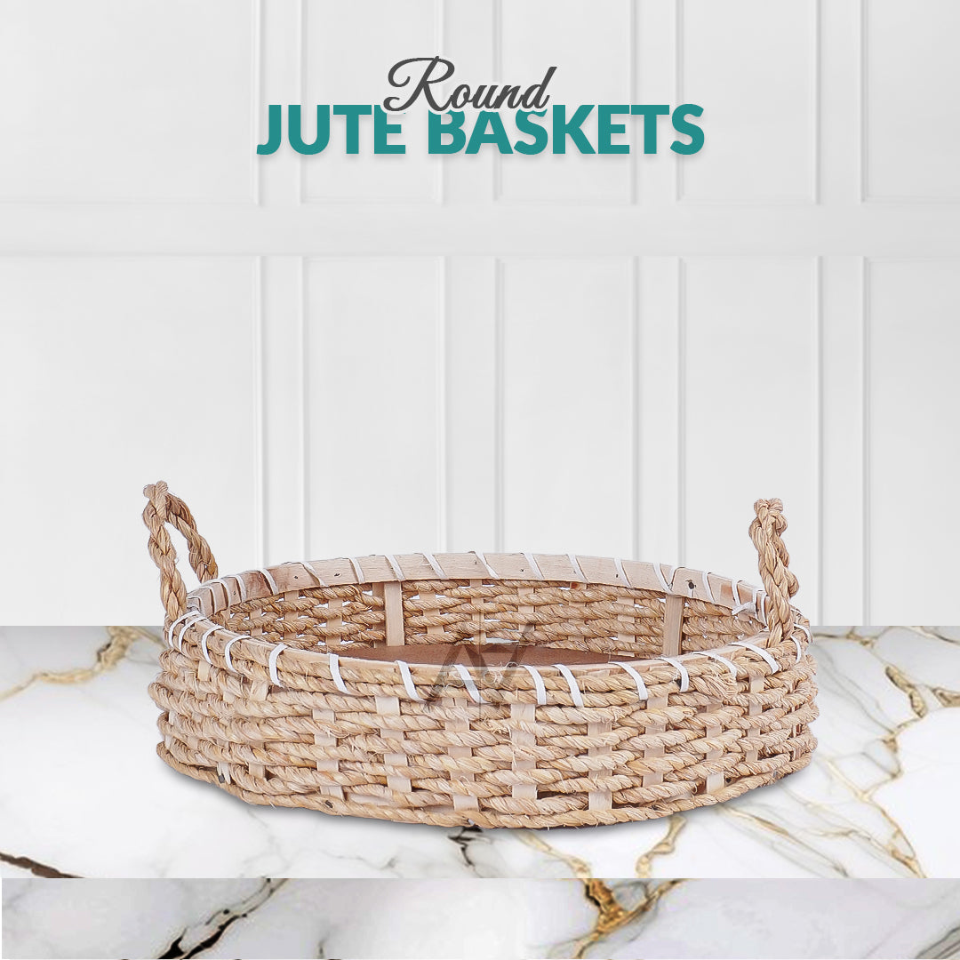5 Pcs Set - Round Jute Basket