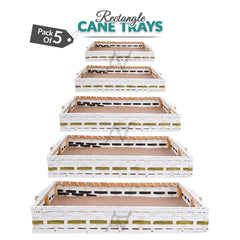 Set of 5 - White Rectangle Cane Baskets for Gifting or Wedding decoration