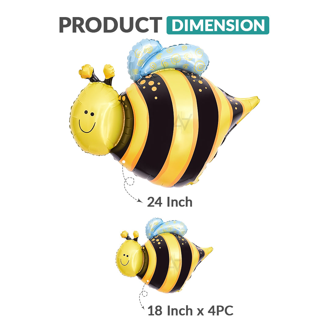 Honey Bee Foil Balloon Set (5 Pcs) – Cute Bee Party Decorations