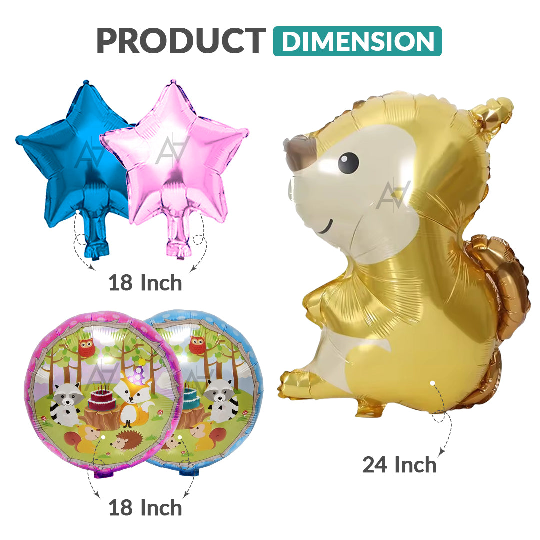 Squirrel Foil Balloon Set (5 Pcs) by Ali Akbar Decoration – Woodland Party Balloons