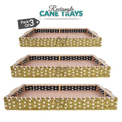 Set of 3 - Golden Rectangle Wedding Cane Trays - Perfect for Gifting & Wedding decor