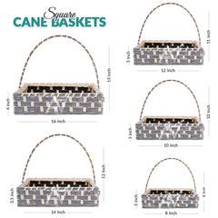 Set of 5 - Silver Square Cane Baskets for Gifting or Wedding decoration