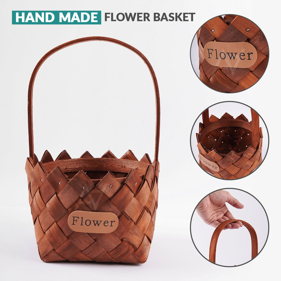 Handmade Flower Basket Gift Basket 2 Pcs Set With Handle