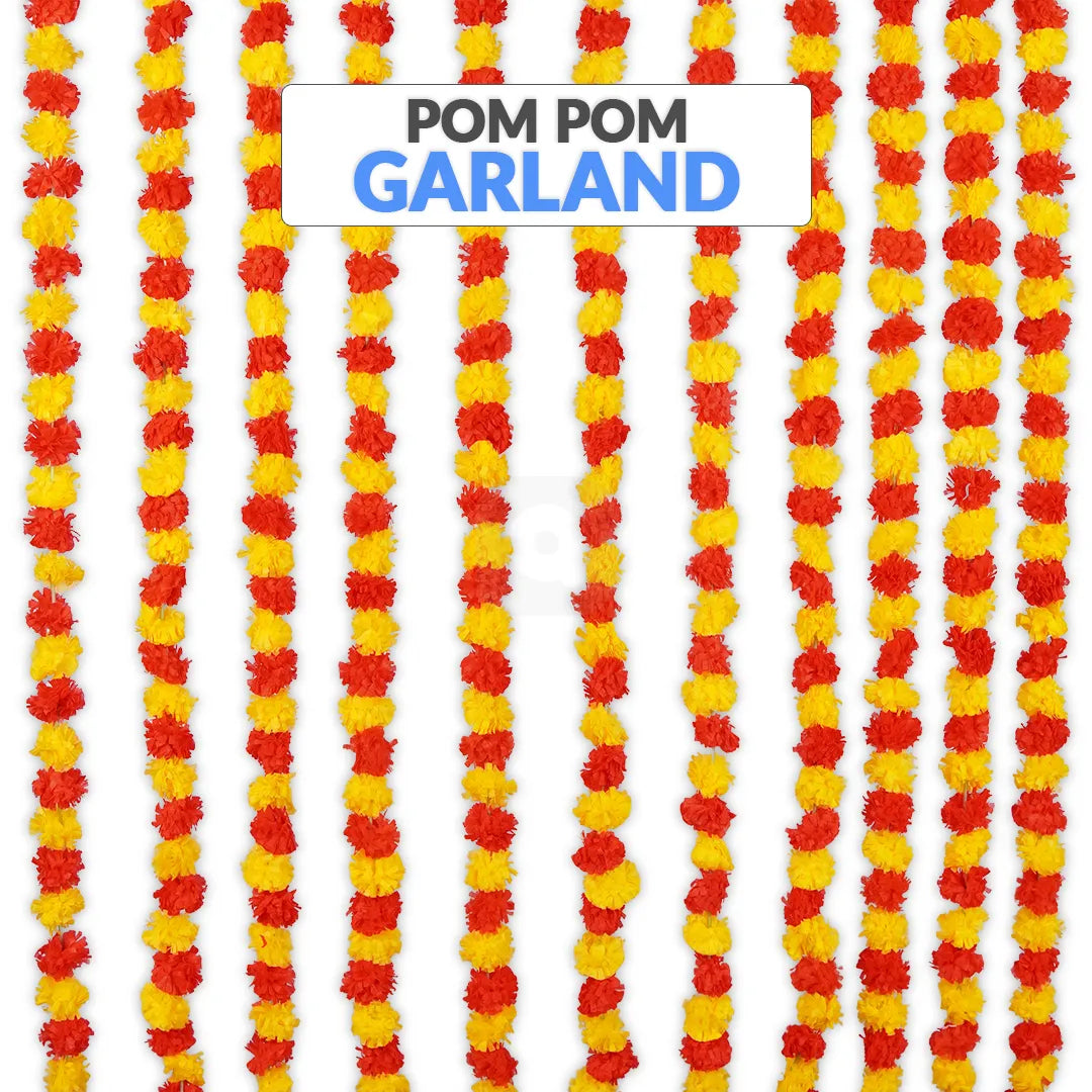 Pom Pom Garland - Lari for Mehndi Mayon Dholki Decoration - Aliakbardecoration