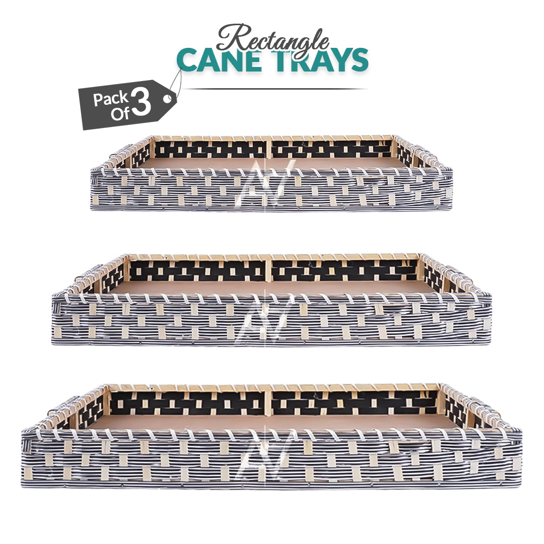 Set of 3 - Silver Rectangle Wedding Cane Trays - Perfect for Gifting & Wedding decor