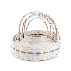 Set of 5 - Round White Cane Basket for Gifting, wedding decoration