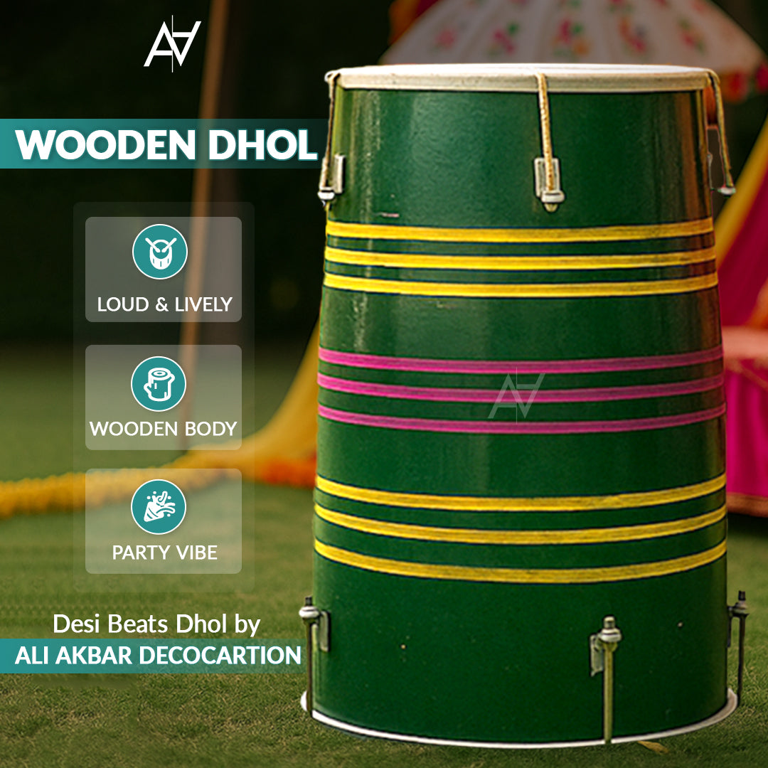 Simple Wooden Dhol – Traditional Handmade Dhol