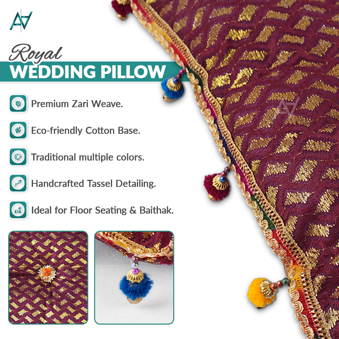 Jamawar Fabric Pillow: Traditional Wedding Decor
