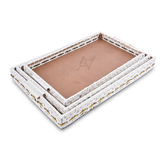 Set of 3 - White Rectangle Wedding Cane Trays - Perfect for Gifting & Wedding decor