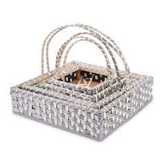 Set of 5 - Silver Square Cane Baskets for Gifting or Wedding decoration